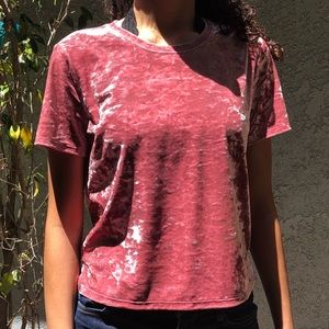 Arizona Short Sleeve Velvet Top - Pink